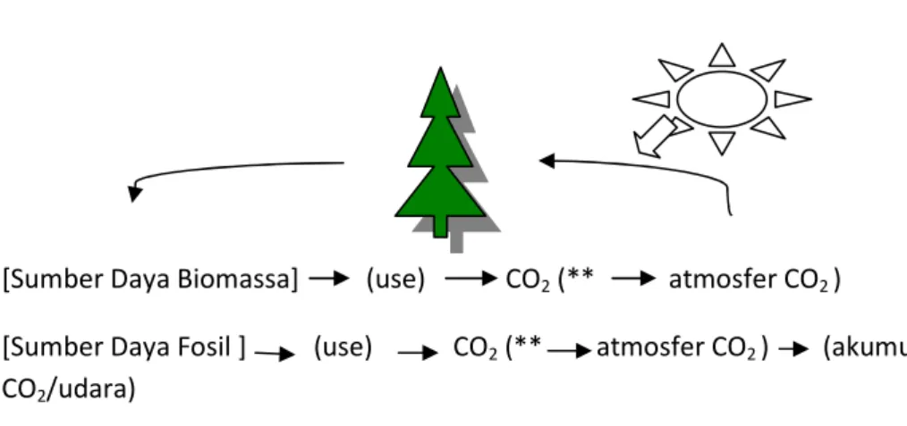 Gambar 2.6 Perbandingan  sistem biomassa  dan fosil  pada siklus karbon 