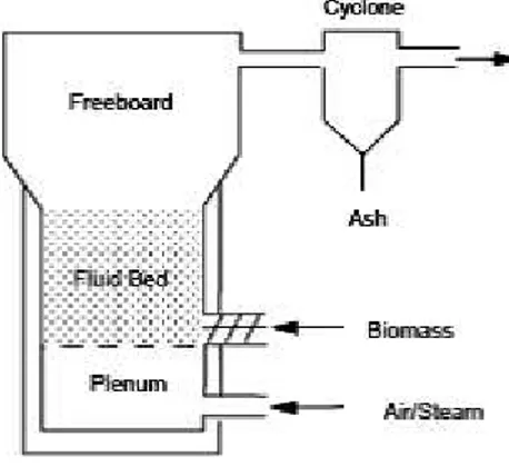 Gambar 2.4.Fluidized Bed Gasifier  Sumber : Basu, (2010) 