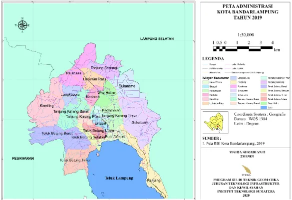 Gambar 3.1 Peta Administrasi Kota Bandarlampung 