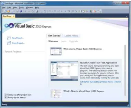 Gambar II.7. Tampilan Utama Visual Basic 2010  Sumber : (A. M. Hirin, 2011) 