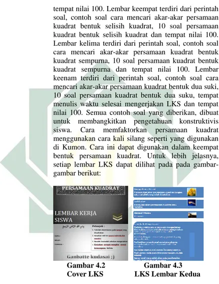 Gambar 4.2        Gambar 4.3  Cover LKS    LKS Lembar Kedua 