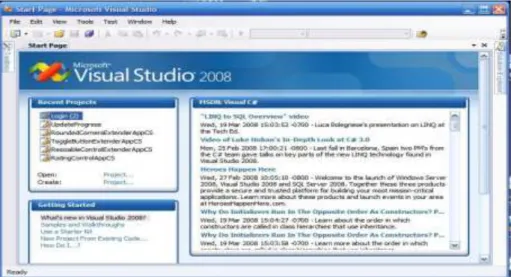 Gambar II.14. Tampilan Utama Visual Studio 2008  Sumber : Ketut Darmayuda (2008 : 12)  II.10