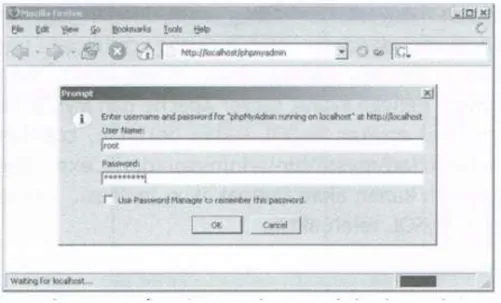 Gambar II.7. Konfirmasi Permintaan Username dan Password Server  MySQL 