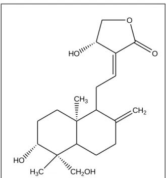 Gambar 4. Struktur Molekul Andrographolide  (Sumber: Jadhao et al, 2014) 