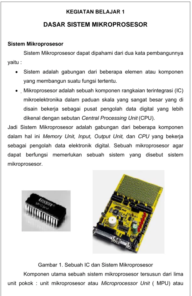 Gambar 1. Sebuah IC dan Sistem Mikroprosesor  