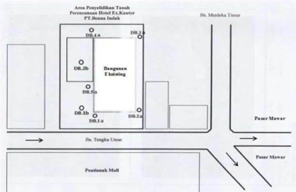 Gambar 2  Denah rencana penggalian basement Tahapan metode penelitian meliputi : 