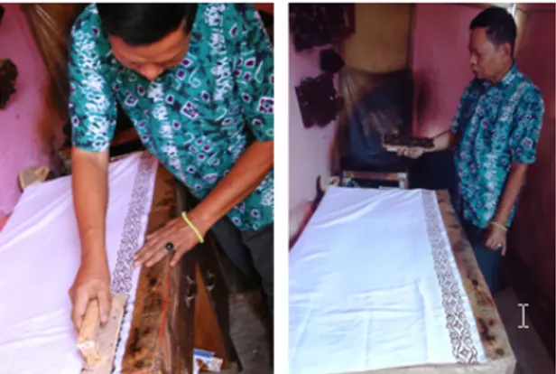 Gambar 2. Desain cap batik Kendal Proses pembuatan desain ornamen  batik ada yang dijadikan cap, ada pula yang  berupa desain di kertas saja, selanjutnya  langsung dijiplak pada kain yang akan  dibatik
