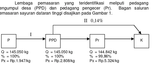 Gambar 1. Bagan Saluran Pemasaran Sayuran Dataran Tinggi Tahun 2008 