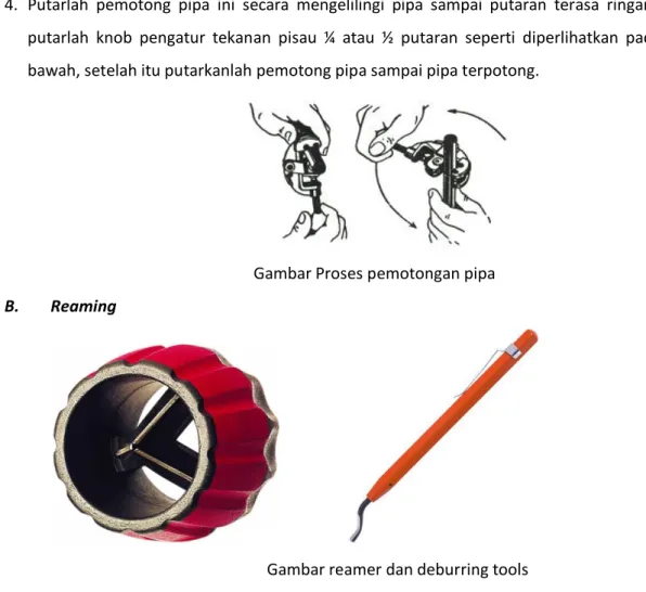 Gambar Proses pemotongan pipa 