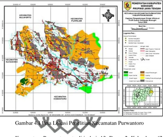 Gambar 4.1 Peta Lokasi Penelitian Kecamatan Purwantoro 