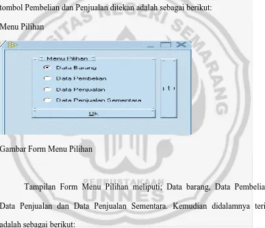 Gambar Form Menu Pilihan 