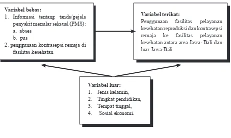 Gambar 1.Kerangka konsep hubungan antara variabel bebas dan  variabel luar dengan pemanfaatan fasilitas 