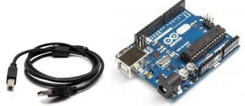 Gambar 5.7. Arduino Uno dan kabel USB tipe B Langkah-langkah percobaan : 