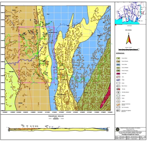 Gambar 2. Peta Geologi dan Sebaran Batubara Daerah Penyelidikan  (modifikasi dari, Soetrisno, dkk., 1994) 