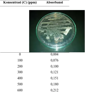 Tabel 4.3 Nilai absorbansi larutan standar maltosa 