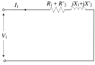 Gambar 3.6 Rangkaian ekivalen pada saat rotor tertahan (s = 1) 