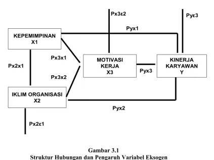 Gambar 3.1Struktur Hubungan dan Pengaruh Variabel Eksogen 