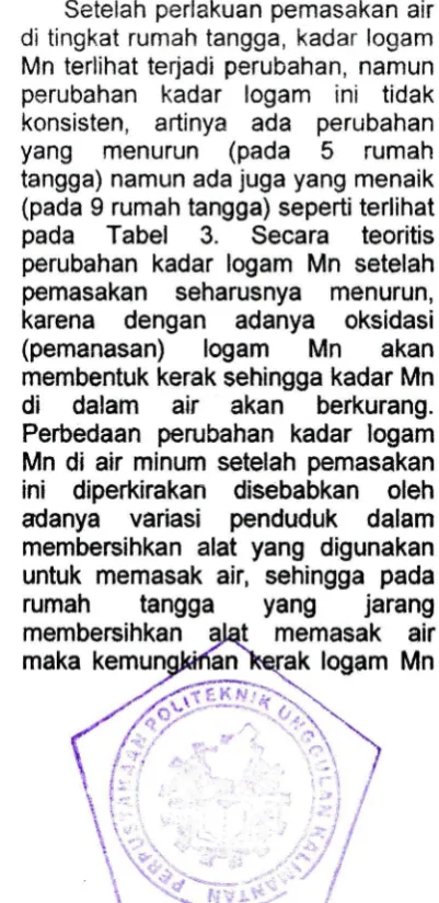 Tabel 5pajanan logam 