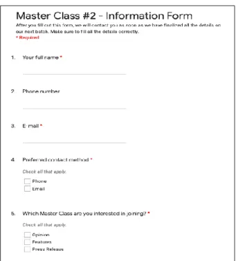 Gambar 3.7 Information Form Master Class Batch 2 