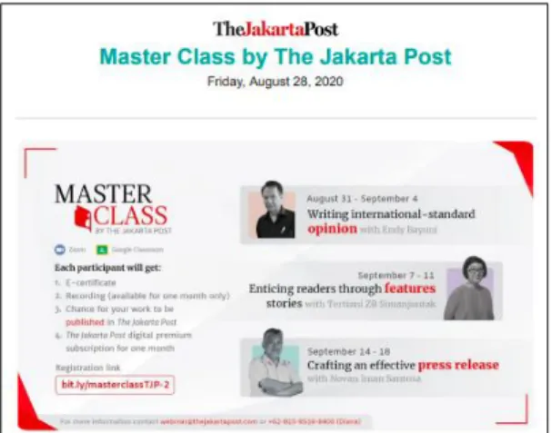 Gambar 3.11 Newsletter Master Class by The Jakarta Post 