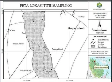 Gambar 2. Lokasi titik sampling di perairan Barat Laut Dumai 