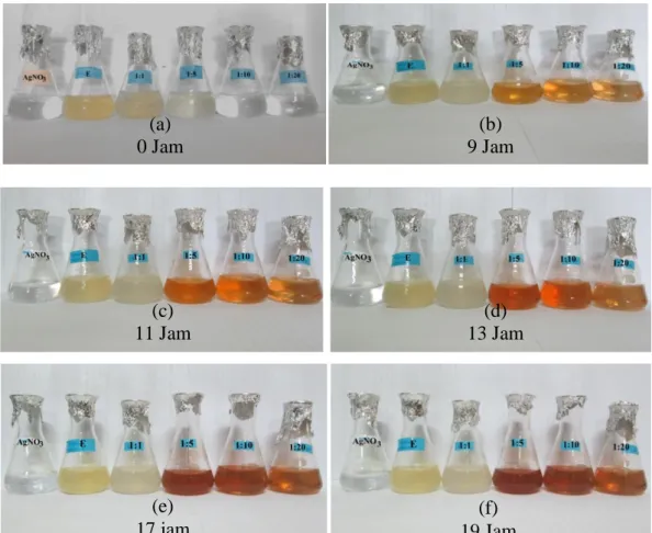 Gambar 2. Spektrum UV-Vis nanopartikel perak dari lengkuas rasio 1:5.