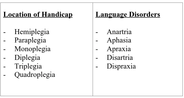 Figure 2:Values for the variables “Location of handicap” and “Language 