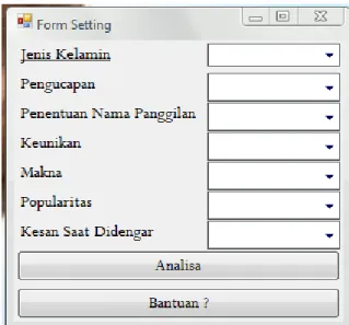 Gambar IV.6. Tampilan Form Data Setting Analisa Nama Islami 