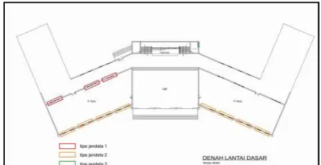 Gambar  3. Denah Lantai Satu Objek Studi Jendela Baja 