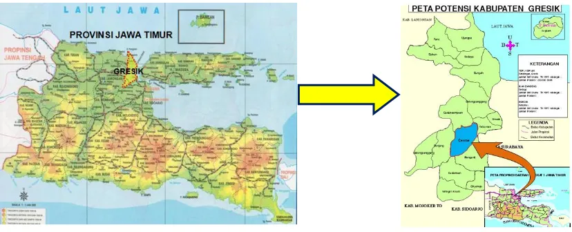Gambar 1. Lokasi Studi Desa Cerme Kidul Kecamatan Cerme  Kabupaten Gresik – Jawa Timur Sumber: google (2014) 