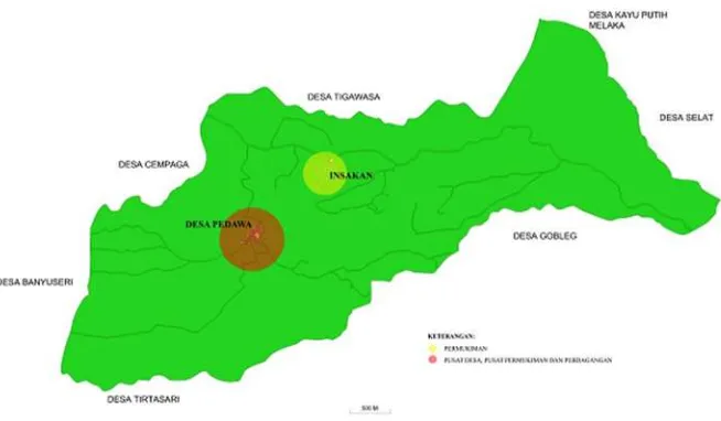Gambar 1. Peta Desa Pedawa   (Sumber: hasil observasi penulis, 2016) 