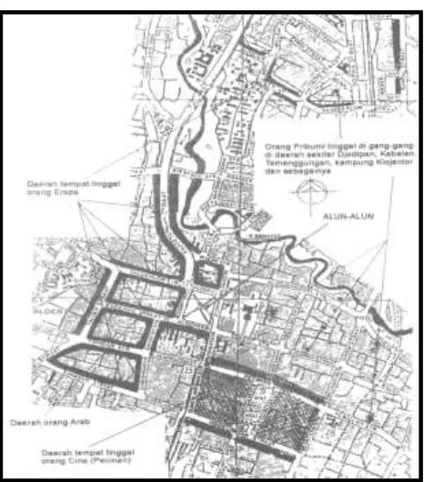Gambar  3  Pusat Kota Malang sampai dengan tahun 1914 berada dalam radius 