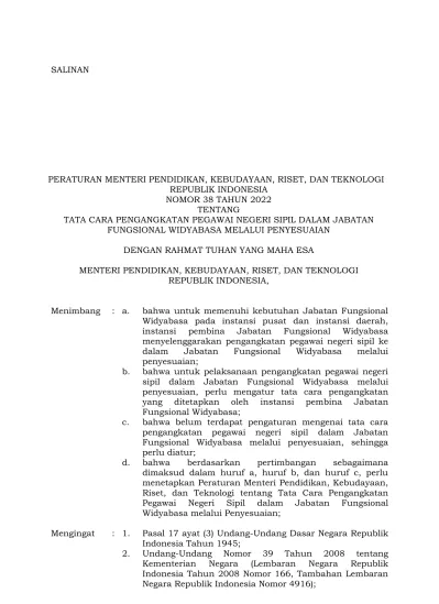 MENTERI PENDIDIKAN, KEBUDAYAAN, RISET, DAN TEKNOLOGI REPUBLIK INDONESIA