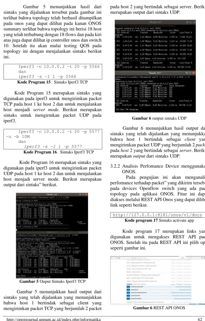Gambar 5 Ouput Sintaks Iperf3 TCP 