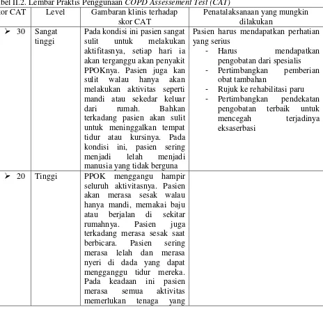 Tabel II.2. Lembar Praktis Penggunaan COPD Assessement Test (CAT) 
