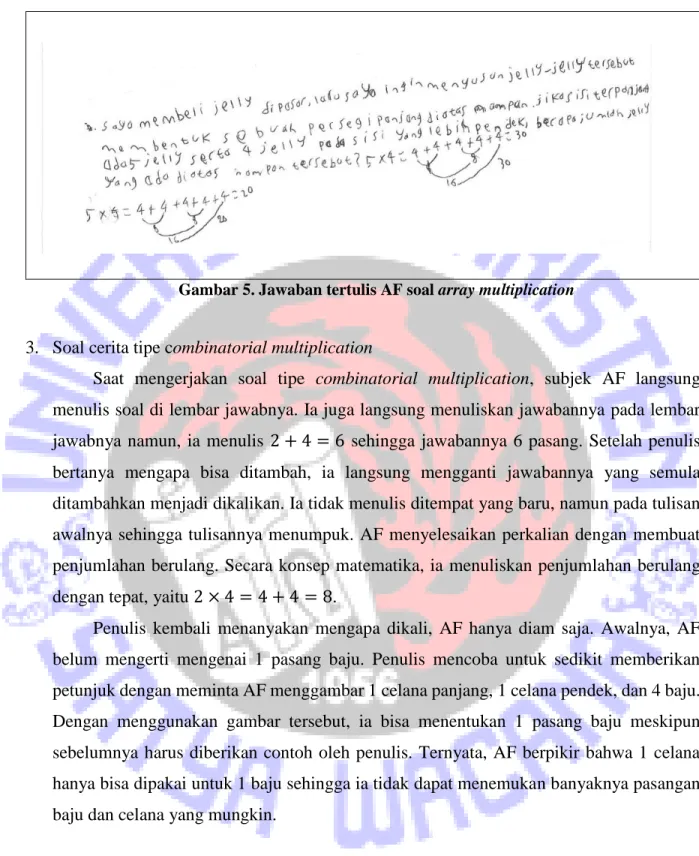 Gambar 5. Jawaban tertulis AF soal array multiplication 