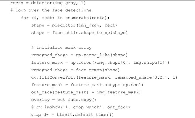 Gambar 4.4 Kode program deteksi wajah 