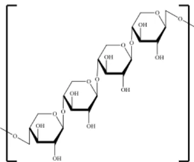 Gambar 2. 3 Struktur Kimia Hemiselulosa (Simanjuntak, 2007)  Lignin  adalah  senyawa  turunan  alkohol  kompleks  yang  mampu menyebabkan dinding sel tanaman menjadi keras