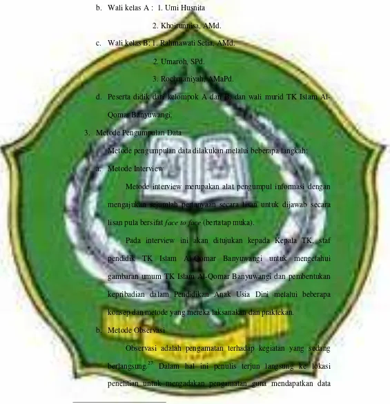 gambaran umum TK Islam Al-Qomar Banyuwangi dan pembentukan 