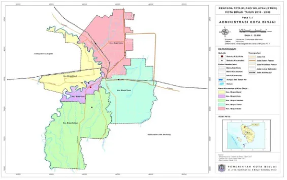 Gambar 3.2  Peta Wilayah Administrasi Kota Binjai Sumber : RDTR Kota Binjai 2009-2029 