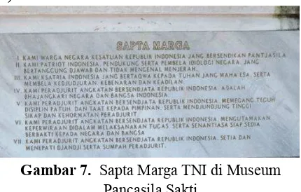 Gambar 7.  Sapta Marga TNI di Museum 