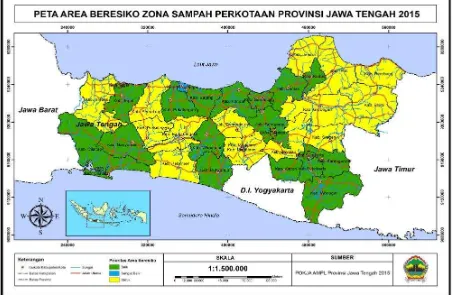 Gambar 10. Peta Area Zona persampahan untuk kota dan kabupaten di Jawa Tengah 