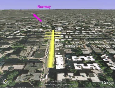 Figure 10. Street lighting pattern at 2nm (runway upper left). ©  Google Earth 