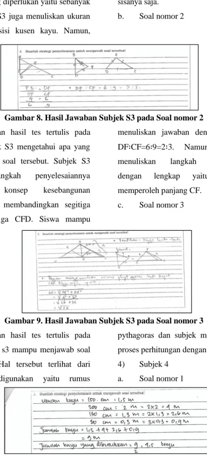 Gambar 8. Hasil Jawaban Subjek S3 pada Soal nomor 2  Berdasarkan  hasil  tes  tertulis  pada 