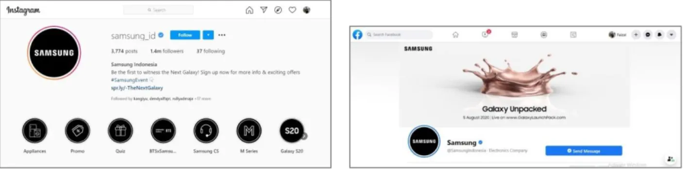 Gambar 9. Samsung Pada Sosial Media Instagram dan Facebook, 2020 