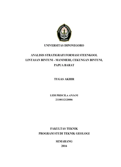 Universitas Diponegoro Analisis Stratigrafi Formasi Steenkool Lintasan Bintuni Manimeri 0014