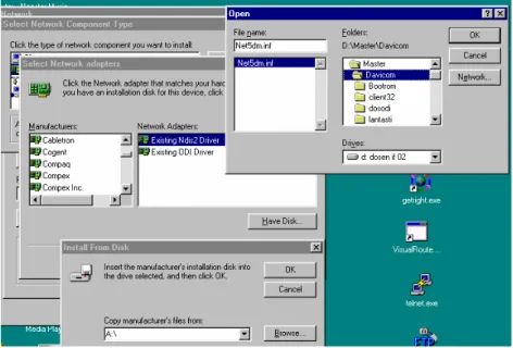 Gambar 2.13. Menu Pemilihan driver NIC Card  5.  Klik OK untuk menutup kotak dialog Network Properties