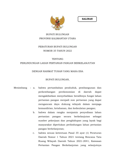 BUPATI BULUNGAN PROVINSI KALIMANTAN UTARA PERATURAN BUPATI BULUNGAN ...