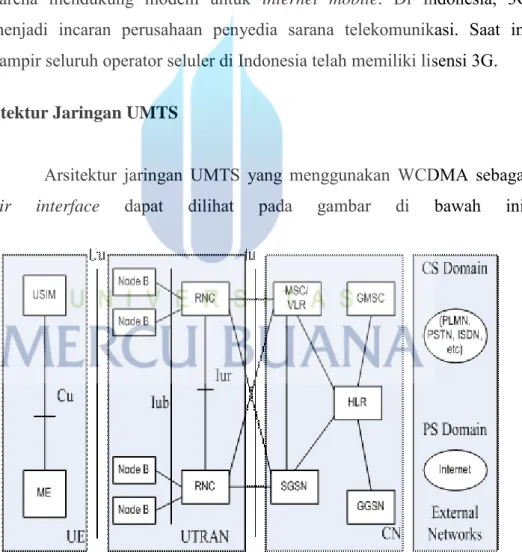 Gambar 3.3  Arsitekture Jaringan UMTS 