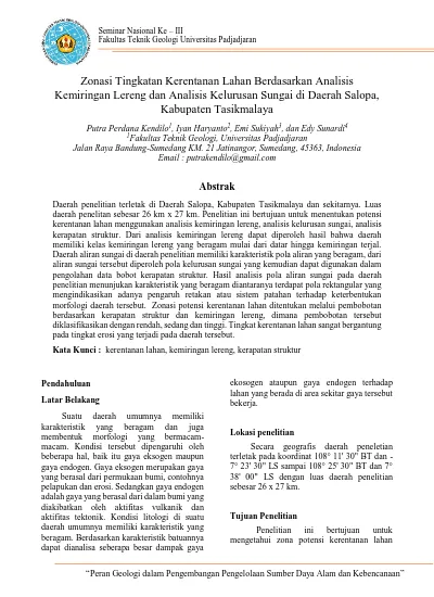 Zonasi Tingkatan Kerentanan Lahan Berdasarkan Analisis Kemiringan ...